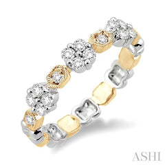 1/3 Ctw Round Cut Diamond Band in 14K White and Yellow Gold