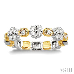 1/3 Ctw Round Cut Diamond Band in 14K White and Yellow Gold