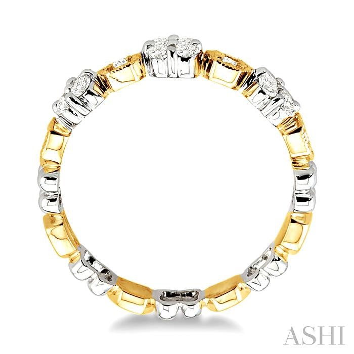 1/3 Ctw Round Cut Diamond Band in 14K White and Yellow Gold