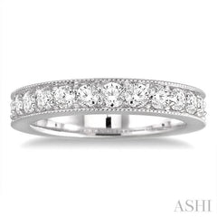 1 Ctw Round Cut Diamond Wedding Band in 14K White Gold