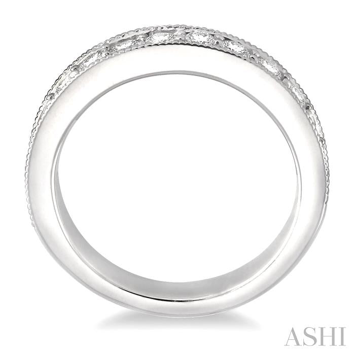 1 Ctw Round Cut Diamond Wedding Band in 14K White Gold