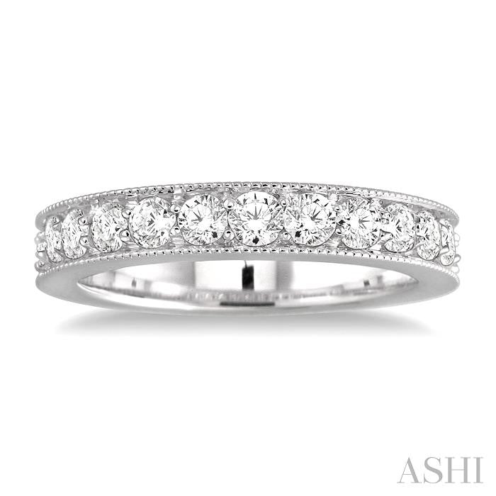 3/4 Ctw Round Cut Diamond Wedding Band in 14K White Gold