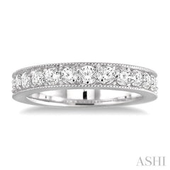 3/4 Ctw Round Cut Diamond Wedding Band in 14K White Gold