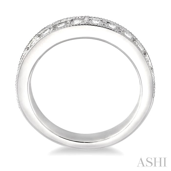 3/4 Ctw Round Cut Diamond Wedding Band in 14K White Gold