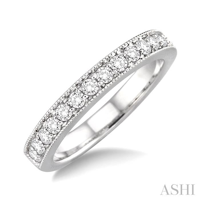 1/3 Ctw Round Cut Diamond Wedding Band in 14K White Gold