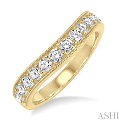 1 Ctw Round Cut Diamond 'V' Shape Band in 14K Yellow Gold