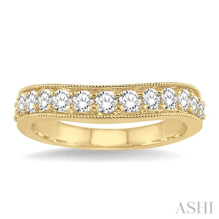1 Ctw Round Cut Diamond 'V' Shape Band in 14K Yellow Gold