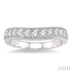 1 Ctw Round Cut Diamond 'V' Shape Band in 14K White Gold