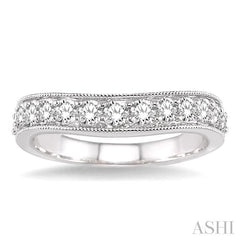 3/4 Ctw Round Cut Diamond 'V' Shape Band in 14K White Gold.