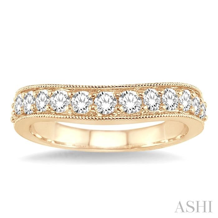 3/4 Ctw Round Cut Diamond 'V' Shape Band in 14K Yellow Gold.