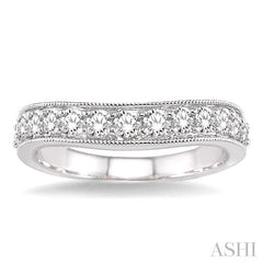 3/4 Ctw Round Cut Diamond 'V' Shape Band in 14K White Gold.