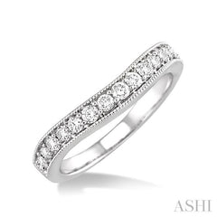 1/3 Ctw Round Cut Diamond 'V' Shape Band in 14K White Gold.