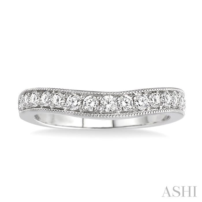 1/3 Ctw Round Cut Diamond 'V' Shape Band in 14K White Gold.