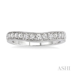 1/3 Ctw Round Cut Diamond 'V' Shape Band in 14K White Gold.