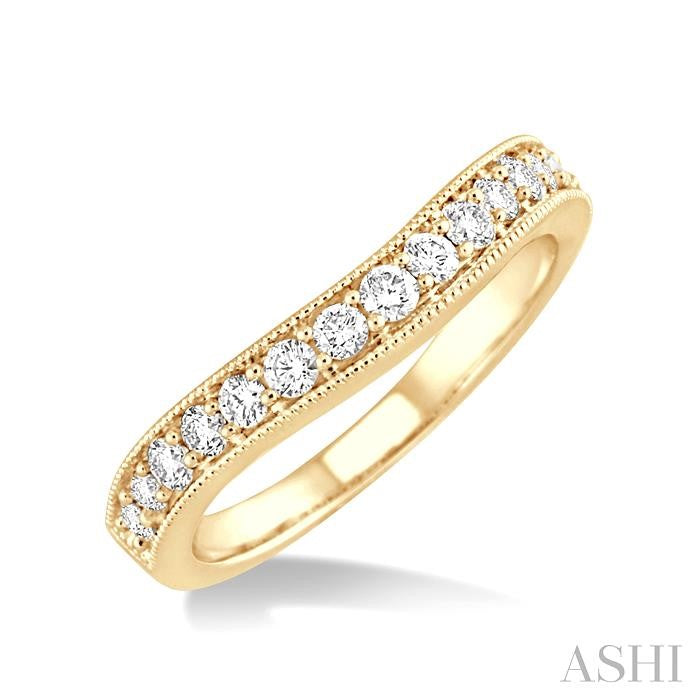 1/3 Ctw Round Cut Diamond 'V' Shape Band in 14K Yellow Gold.
