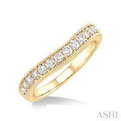 1/3 Ctw Round Cut Diamond 'V' Shape Band in 14K Yellow Gold.