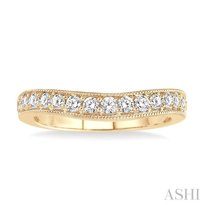 1/3 Ctw Round Cut Diamond 'V' Shape Band in 14K Yellow Gold.