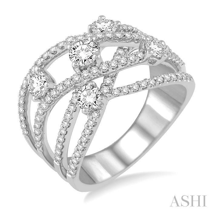 1 Ctw Round Cut Diamond Fashion Ring in 14K White Gold