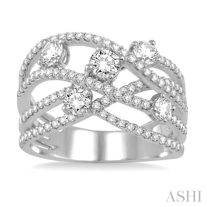1 Ctw Round Cut Diamond Fashion Ring in 14K White Gold