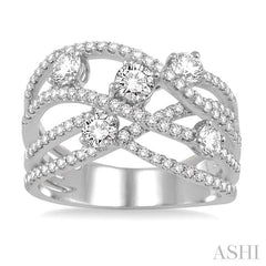 1 Ctw Round Cut Diamond Fashion Ring in 14K White Gold