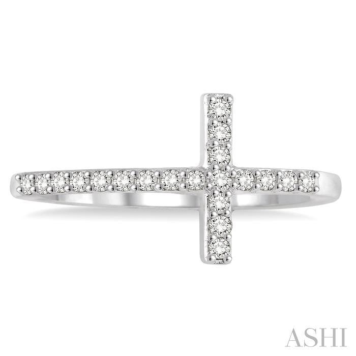 1/5 Ctw Round Cut Diamond Cross Ring in 10K White Gold