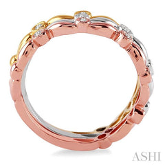 1/6 ctw Round Cut Diamond Stackable Band Set in 14K White, Rose and Yellow Gold