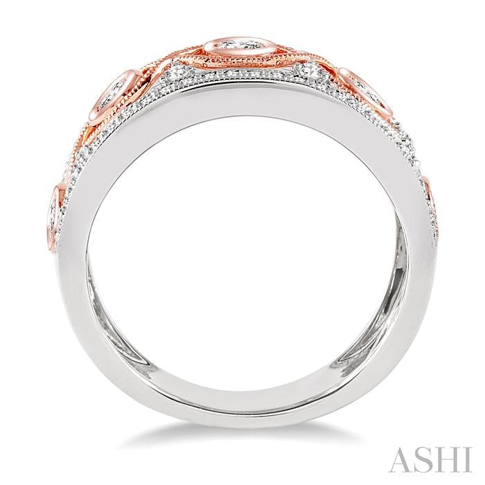 3/4 Ctw Round Cut Diamond Fashion Band in 14K White and Rose Gold