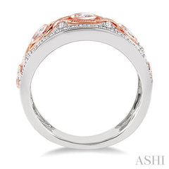 3/4 Ctw Round Cut Diamond Fashion Band in 14K White and Rose Gold