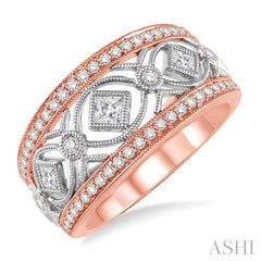 5/8 Ctw Diamond Fashion Ring in 14K Rose and White Gold