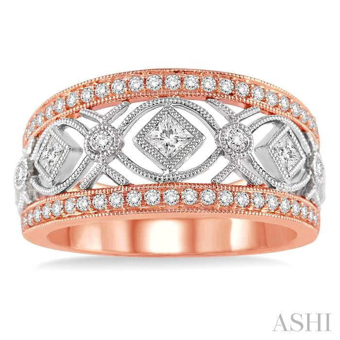 5/8 Ctw Diamond Fashion Ring in 14K Rose and White Gold