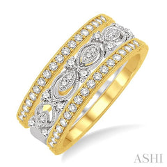 1/2 ctw Round Cut Diamond Triple Band Set in 14K White and Yellow Gold