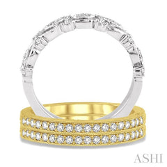 1/2 ctw Round Cut Diamond Triple Band Set in 14K White and Yellow Gold