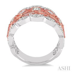 3/4 Ctw Round and Princess Cut Diamond Fashion Band in 14K White and Rose Gold