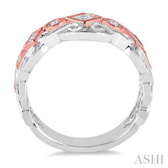 1/2 Ctw Round and Princess Cut Diamond Fashion Band in 14K White and Rose Gold