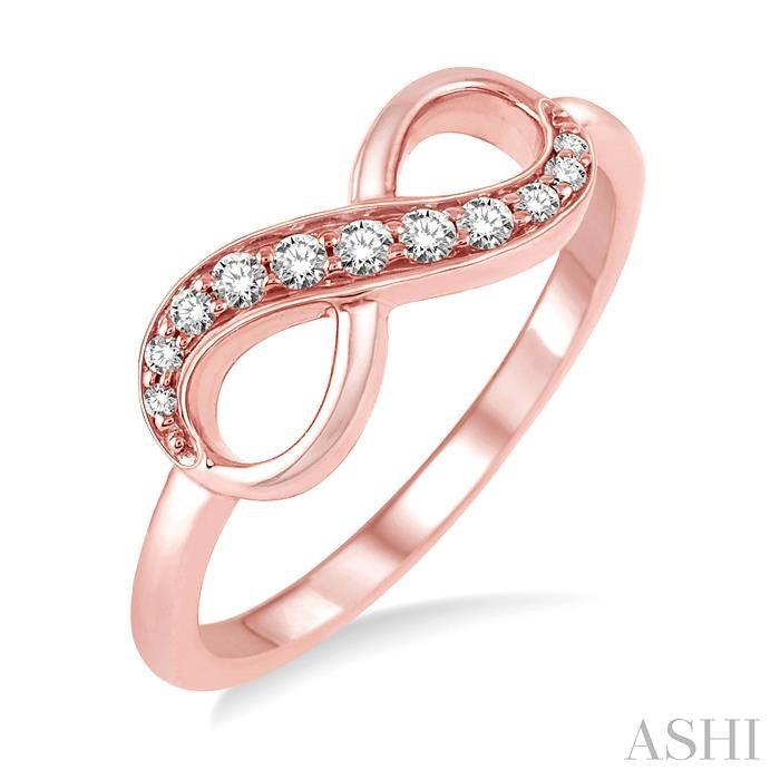 1/6 Ctw Round Cut Diamond Infinity Petite Ring in 10K Rose Gold