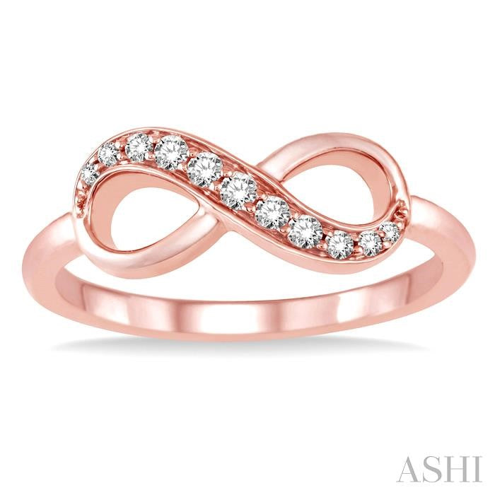 1/6 Ctw Round Cut Diamond Infinity Petite Ring in 10K Rose Gold