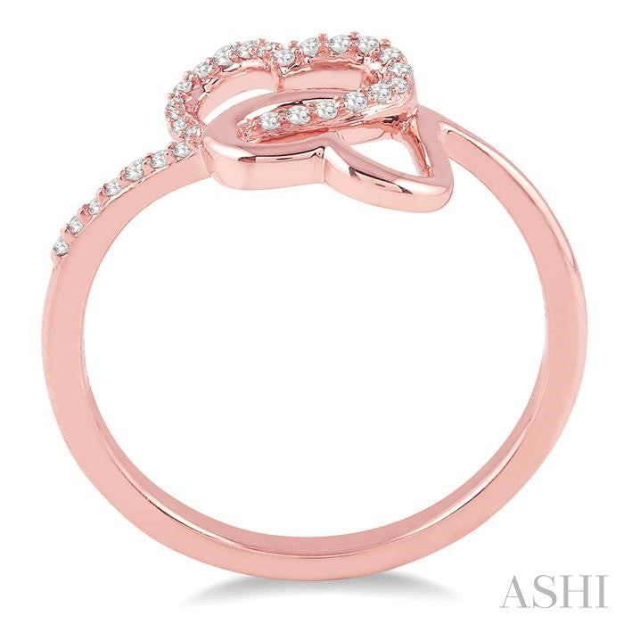 1/10 Ctw Round Cut Diamond Twins Heart Shape Ring in 14K Rose Gold