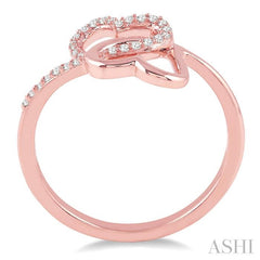 1/10 Ctw Round Cut Diamond Twins Heart Shape Ring in 14K Rose Gold