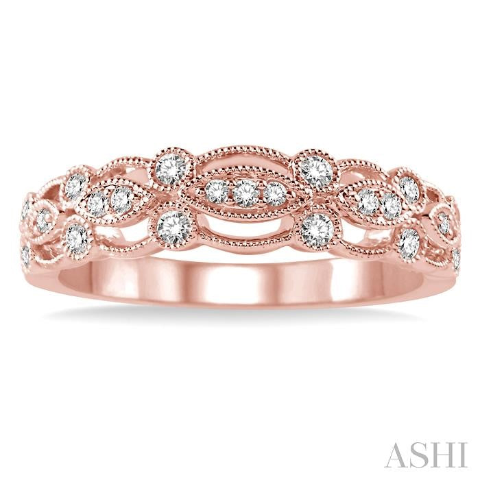 1/4 ctw Marquise and Round Lattice Diamond Wedding Band in 14K Rose Gold