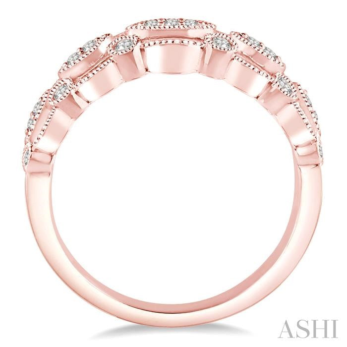 1/4 ctw Marquise and Round Lattice Diamond Wedding Band in 14K Rose Gold