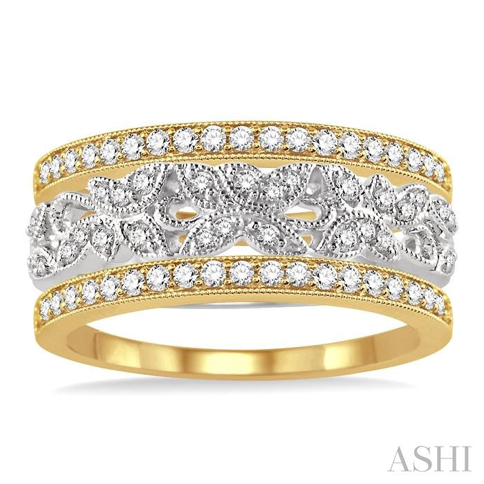 1/2 ctw Round Cut Diamond Triple Band Set in 14K White and Yellow Gold