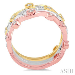 3/8 ctw Round Cut Diamond Triple Band Set in 14K Tri Color Gold