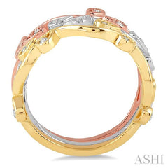1/3 ctw Pear Shape Round Cut Diamond Triple Band Set in 14K Tri Color Gold