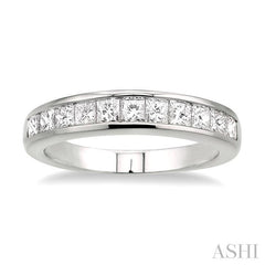1 Ctw Princess Cut Diamond Wedding Band in 14K White Gold