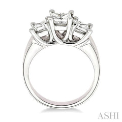 1 1/2 Ctw 3 Stone Princess Cut Diamond Ring in 14K White Gold
