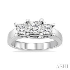 2 Ctw 3 Stone Princess Cut Diamond Ring in 14K White Gold