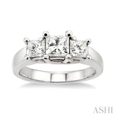2 Ctw 3 Stone Princess Cut Diamond Ring in 14K White Gold