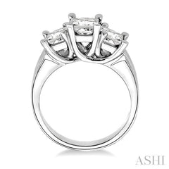 2 Ctw 3 Stone Princess Cut Diamond Ring in 14K White Gold
