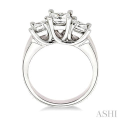 2 Ctw 3 Stone Princess Cut Diamond Ring in 14K White Gold