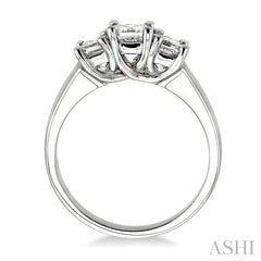 1 Ctw Three Stone Princess Cut Diamond Ring in 14K White Gold